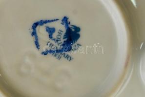 Hollóházi porcelán virágmintás áttört kínáló, matricás, jelzett, hibátlan, d: 20 cm