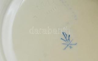 Herendi virágmintás porcelán kaspó, kézzel festett, jelzett, kis kopásnyomokkal, m: 15 cm, d: 19 cm