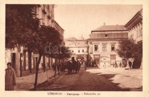 Ungvár, Uzshorod, Uzhorod; Rákocziho ulica, Dvur Obuvi / Rákóczi utca, Cipő udvar, üzletek, patika, gyógyszertár / street view, shoe store, shops, pharmacy (EK)