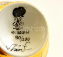 Szász Endre által tervezett Hollóházi porcelán csésze és alj, kézzel festett, jelzett , számozott, k...