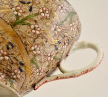 1888 Bedő András porcelánfestő tanonc Cubash mintás csésze és csészealj, apró lepattanással, kézzel ...