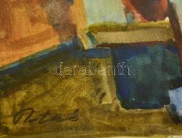 Patkó jelzéssel: Mosónő, akvarell, papír, üvegezett fa keretben, 17×13 cm