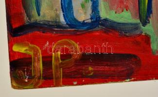 JP jelzéssel: Virágos csendélet, olaj, farost, 37,5×36,5 cm