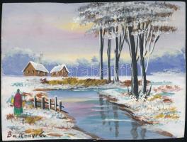 Bakonyi Gy jelzéssel: Két tempera-papír kép. 17x22 cm