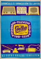 cca 1960 Gönczi-Gebhardt Tibor (1902 - 1994): Gelka (Gépipari Elektromos Karbantartó Vállalat) reklám plakát, hajtott, 82x57 cm