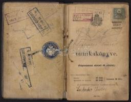 cca 1920-1950 Munkakönyv + 5 db okmánybélyeges irat