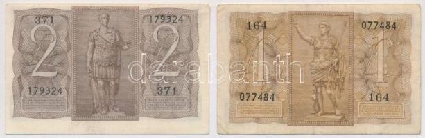 Olaszország 1939. 1L + 2L T:III
Italy 1939. 1 Lira  + 2 Lire C:F
Krause 26., 27
