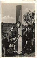 1938 Ipolyság, Sahy; bevonulás / entry of the Hungarian troops,  "1938 Az Első Visszatért Magyar Város" So. Stpl