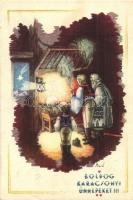 2 db RÉGI magyar Bozó üdvözlőlap / 2 pre-1945 Hungarian greeting art postcards signed by Bozó