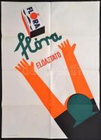 cca 1960 Berény Róbert (1887-1953) - Gaál Mátyás (1909-?): Flóra előáztató reklám plakát, hajtott, 83x59 cm