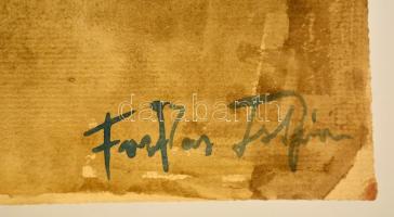 Farkas jelzéssel: Lány, akvarell, papír, 41,5×30,5 cm