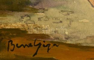 Bene jelzéssel: Tengerparton, vegyes technika, papír, 34,5×30,5 cm