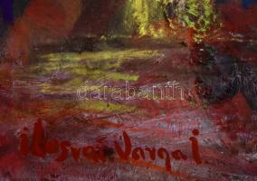 Ilosvai jelzéssel: Házak, olaj, karton, 35×35 cm