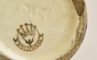 Hollóházi Szakmáry díszváza, matricás, sérült, m: 15,5 cm