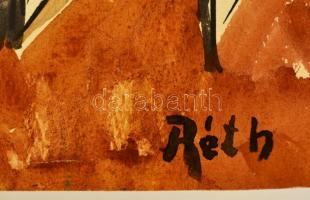 Réth jelzéssel: Absztrakt formák, vegyes technika, papír, 35,5×45,5 cm