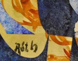 Róth jelzéssel: Görbületek, kollázs, papír, paszpartuban, 18,5×23 cm