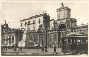 Naples, Napoli; Piazza Sante / square with tram
