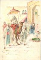 5 db régi eredeti kézzel festett művészlap Farkas G. (?) aláírásával / 5 pre-1945 original hand pain...