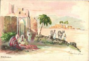 5 db régi eredeti kézzel festett művészlap Farkas G. (?) aláírásával / 5 pre-1945 original hand pain...