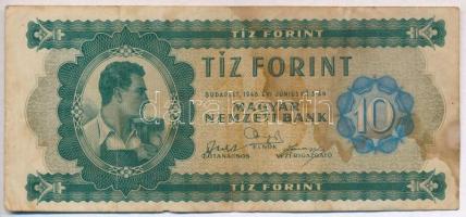 1946. 10Ft T:III,III- fo. Hungary 1946. 10 Forint C:F,VG spotted Adamo F1