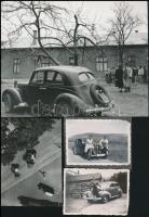 Régi autók tétele, 17 db vintage fotó, 18x24 cm és 6x9 cm között