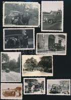 Régi autók tétele, 17 db vintage fotó, 18x24 cm és 6x9 cm között