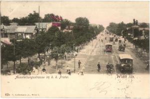 1901 Vienna, Wien II. Ausstellungstraße im k. k. Prater, Rutschbahn, Toboggan / Exhibition street, horse-drawn tram, carriage, slide. C. Ledermann jr. 62a (EK)