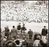 cca 1950 Városképek különféle magyar városokból: Kaposvár, Sopron, tenisz mérkőzés, kb. 60 db vintag...