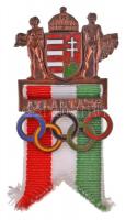 1996. Atlanta 96 zománcozott fém olimpiai jelvény, hátoldalán sorszámmal (26x41mm) T:1- / Hungary 1996. Atlanta 96 enamelled metal olympic badge with serial number on reverse (26x41mm) C:AU