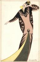 1922 Art Nouveau lady. Wiener Werkstätte No. 853. s: Otto Lendecke (EK)