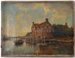 Bernardus Fransiscus Coesel (1886-1952): Ház a vízparton. Olaj, vászon, jelzett, 24×33 cm / House by the water, oil on canvas, signed, 24×33 cm