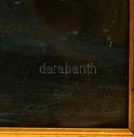 Katona jelzéssel: Erdei házak holdfényben. Vegyes technika, papír, üvegezett keretben, 38×52 cm