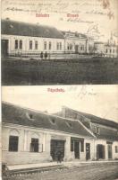 1916 Vágújhely, Neustadt an der Waag, Nové Mesto nad Váhom; Slechta és Missek háza, Suszter Lipót üzlete, gyógyszertár / houses, shop, pharmacy