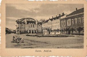 2 db régi magyar városképes lap: Sopron (Petőfi tér automobillal), Budapest (Rákóczi út villamossal)...