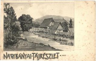 Nagybánya, Baia Mare; tájrészlet / Art postcard s: Balyer Gy. (fl)