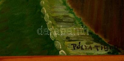 Pólya jelzéssel: Utca szélmalommal. Olaj, vászon, keretben, 64×44 cm