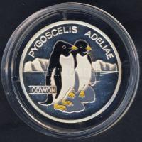 Észak-Korea 1995. 100W Ag "Pingvin" multikolor T:PP