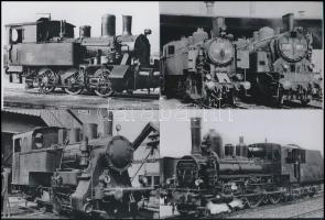 13 db mai nagyítás régi mozdonyokról, 10x15 cm