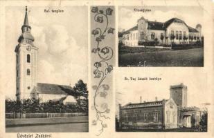 1927 Zsáka, Református templom, Báró Vay László kastély, Községháza. Art Nouveau (kis szakadás / small tear)
