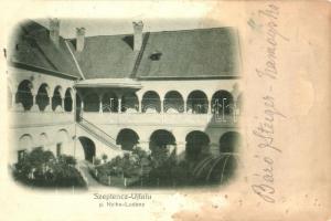 1907 Szeptencújfalu, Szeptencz-Újfalu, Hajnovejsa, Hajná Nová Ves; Szerdahelyi-kastély udvara / castle courtyard (fl)