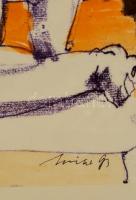 Hincz jelzéssel: Fekvő akt.. Vegyes technika, papír, üvegezett keretben, 27×41 cm