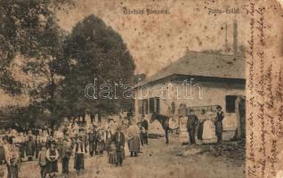 1914 Bárca, Barca pri Kosici (Kassa, Kosice); Posta épület a falubeliekkel / post office with villagers (fl)