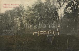 1907 Kisjenő, Chisineu-Cris; Uradalmi háda északi része, hintó. Kaufmann Manó és társa kiadása / manorial park with chariot (fl)