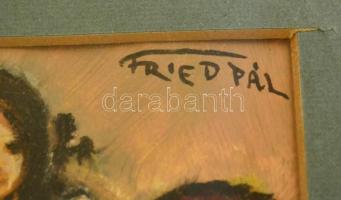 Fried jelzéssel: Csellózó lány. Tempera, papír, üvegezett keretben, 23×14 cm