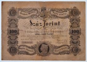 1848. 100Ft Kossuth bankó T:III,III- szakadás a szélén, fo. Hungary 1848. 100Ft Kossuth banknote C:VG tear at edge, spot Adamo G114