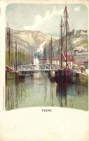 Fiume, Rijeka; Bruchsteiner és fia / Litho art postcard. (EK)