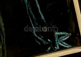 Rác András (1926-2013): Gomolygó konstrukció. Hidegzománc, farost, jelzett, keretben, 60×68 cm