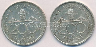 1992. 200Ft Ag "MNB" (2x) T:2