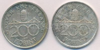 1992. 200Ft Ag "MNB" (2x) T:2 patina