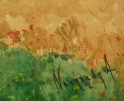 Neogrády jelzéssel: Faluhatár. Akvarell, papír, jelzett, üvegezett keretben, 17×27 cm